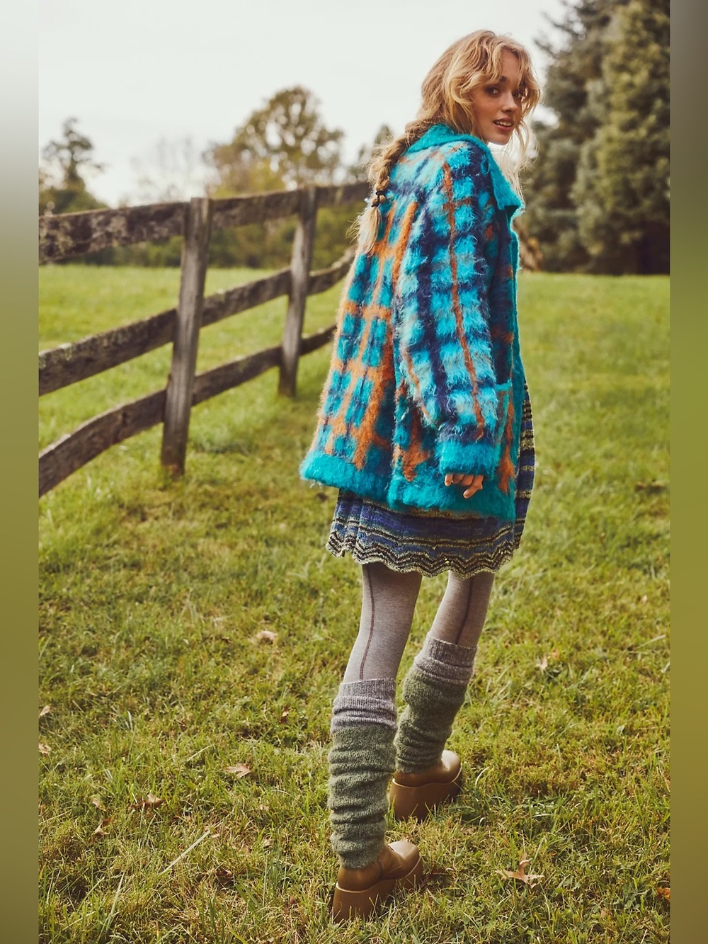 Free People Harper Cardi in Autumn Lake Combo blue size XS/S